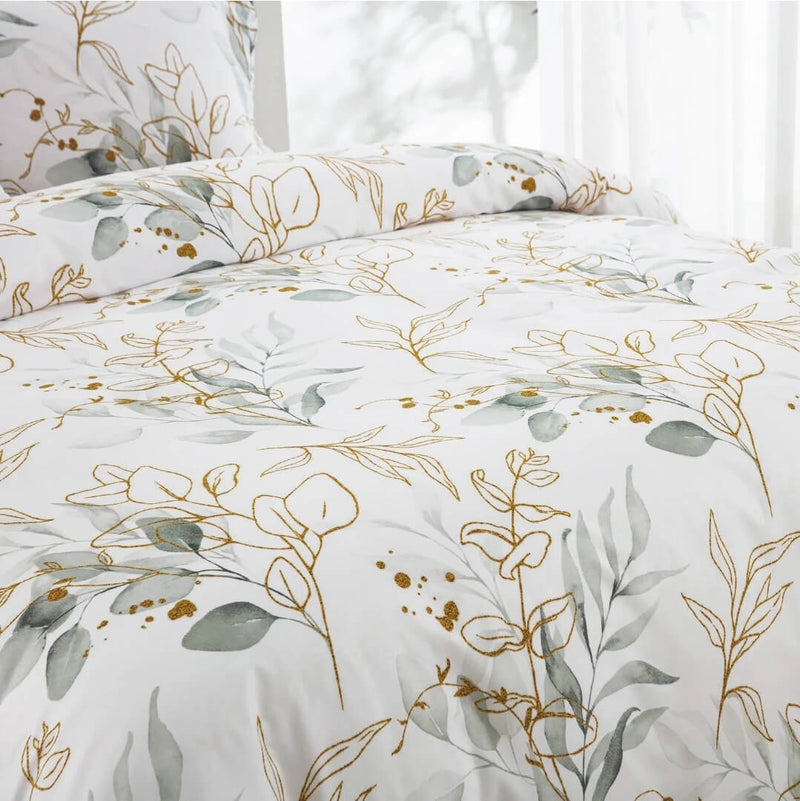 Bamboo Green Comforter Set-Floral Quilt Set (3Pcs)