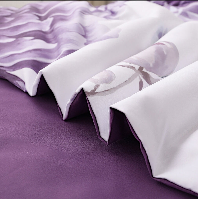 Purple Botanical Quilt Cover - Ultra Soft Donna/Duvet Cover Set 2xPillowcases