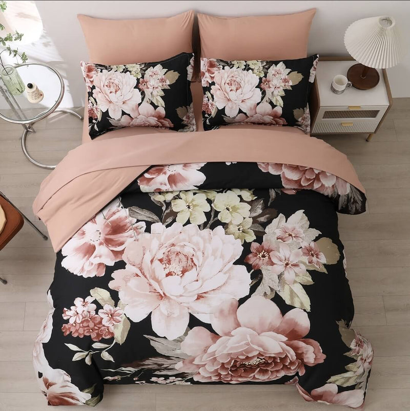 Pink Flower Quilt Cover - Ultra Soft Donna/Duvet Cover Set 2xPillowcases
