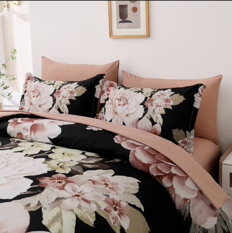 Pink Flower Quilt Cover - Ultra Soft Donna/Duvet Cover Set 2xPillowcases