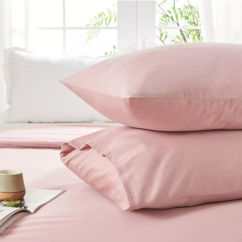 100% Pure Cotton Quilt Cover-Ultra Soft Duvet Cover Set 2xPillowcases (Mauve)
