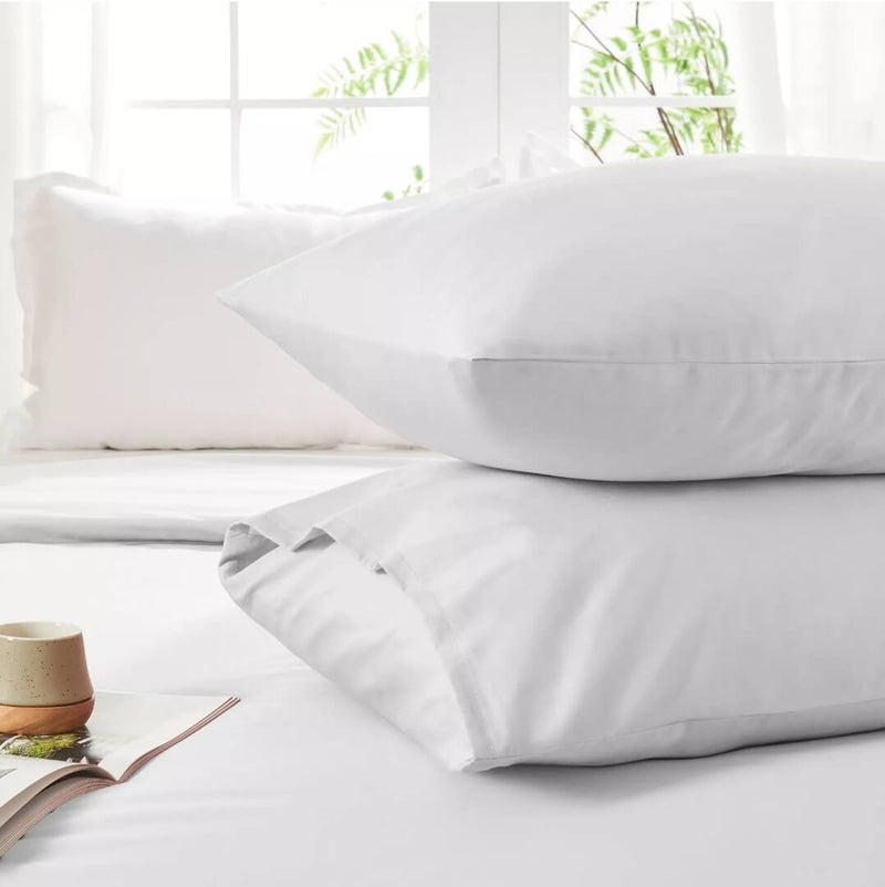 100% Pure Cotton Quilt Cover-Ultra Soft Duvet Cover Set 2xPillowcases (White)
