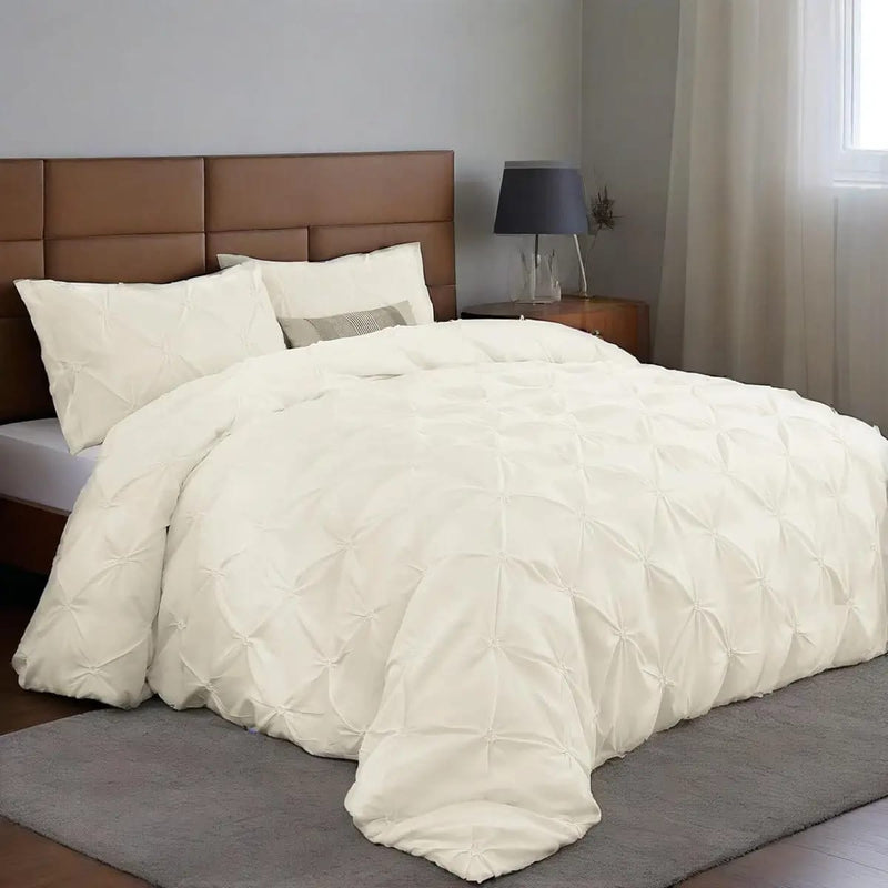 Diamond Pintuck Quilt Cover - Ultra Soft Donna/Duvet Cover Set 2xPillowcases