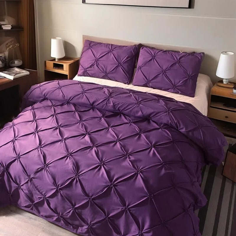 Diamond Pintuck Duvet Cover - Ultra Soft Donna/Duvet Cover Set 2xPillowcases