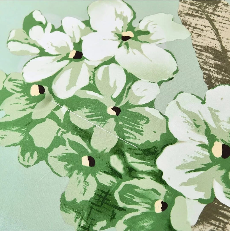 Light Green Flower Quilt Cover - Ultra Soft Donna/Duvet Cover Set 2xPillowcases