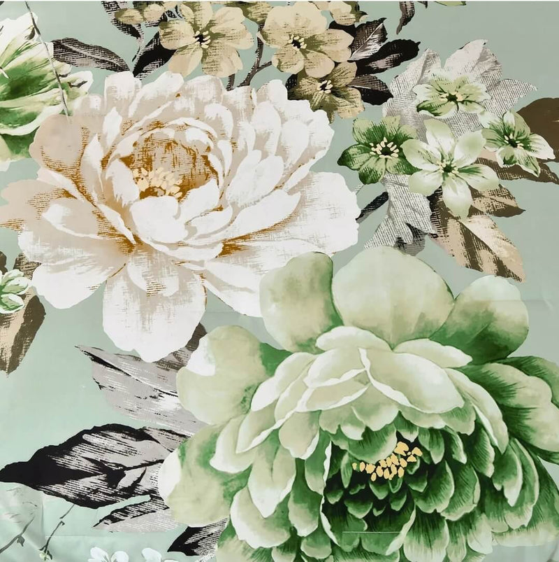 Light Green Flower Quilt Cover - Ultra Soft Donna/Duvet Cover Set 2xPillowcases