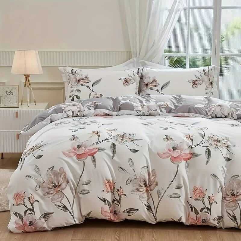 New Floral Quilt Cover Set - Ultra Soft Donna/Duvet Cover Set 2xPillowcases