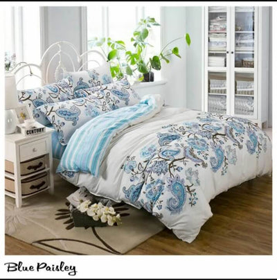 100% Pure Cotton Printed Quilt Cover-Ultra Soft Duvet Cover Set 2xPillowcases