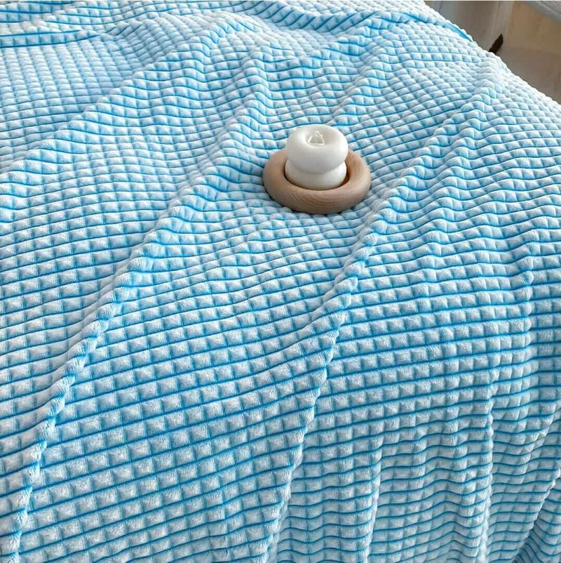 Soft Warm Flannel Blanket - Cuddly Sofa Throw (Blue)