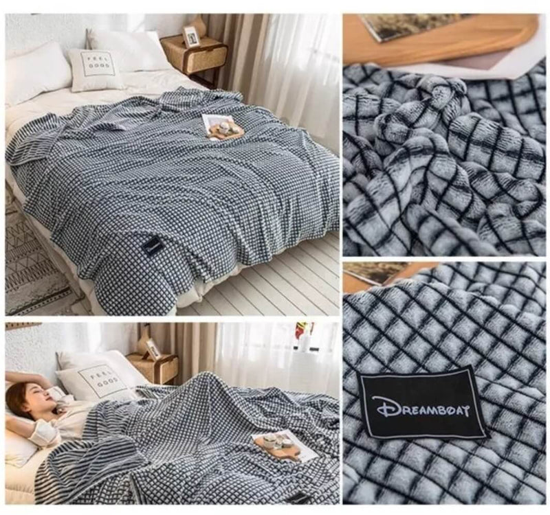 Soft Warm Flannel Blanket - Cuddly Sofa Throw (Blueish 1)