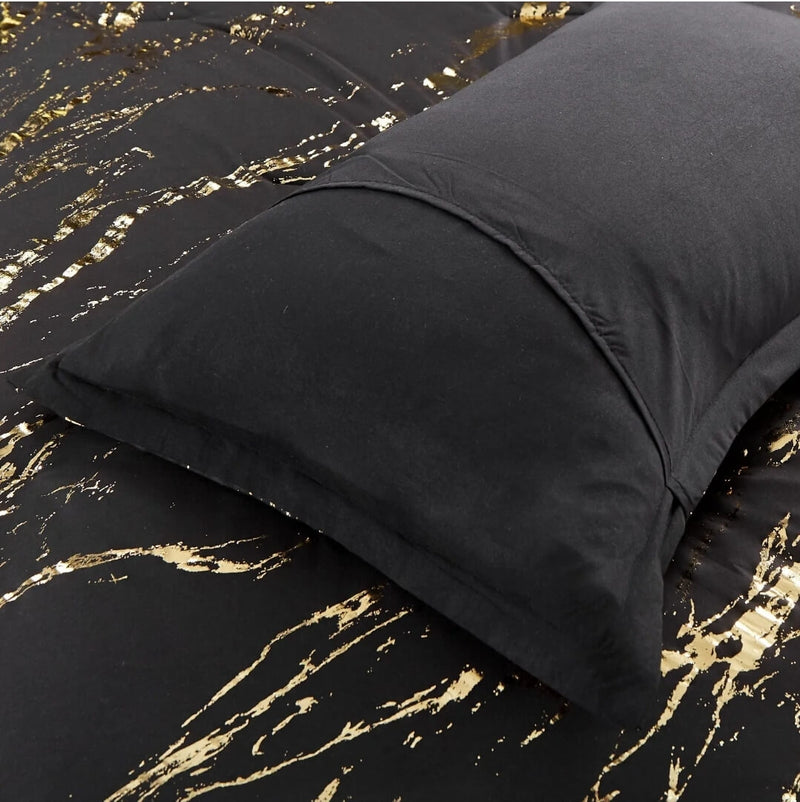 Black & Gold Comforter Set-Quilt Set (3Pcs)