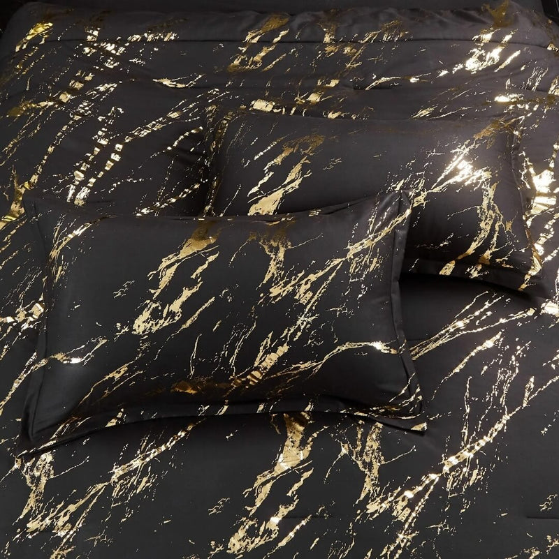 Black & Gold Comforter Set-Quilt Set (3Pcs)