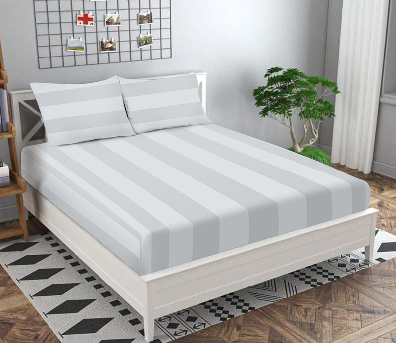 1200TC Ultra Soft Fitted Bed Sheet-100%Pure Cotton 40cm Deep Fitted Linen sheet with Pillowcases (White-I)