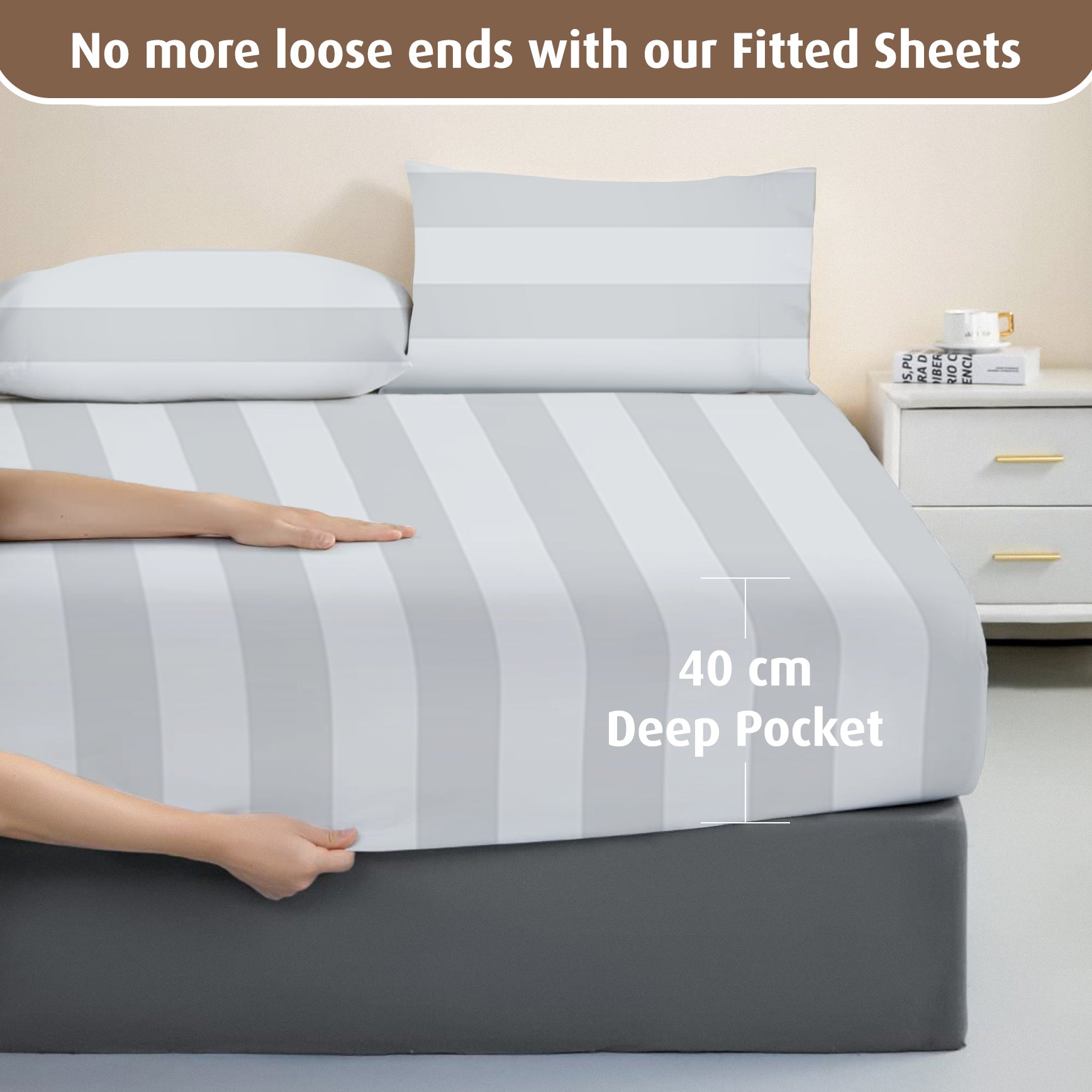 1200TC White Fitted Bed Sheet Set100 Cotton Fitted Linen Sheet The