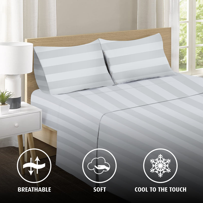 1200TC Ultra Soft Fitted Bed Sheet-100%Pure Cotton 40cm Deep Fitted Linen sheet with Pillowcases (White-I)