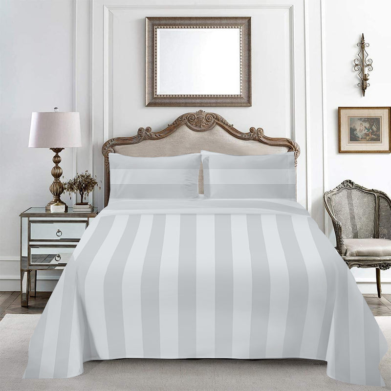 1200TC Ultra Soft Fitted Bed Sheet-100%Pure Cotton 40cm Deep Fitted Linen sheet with Pillowcases (White-I)