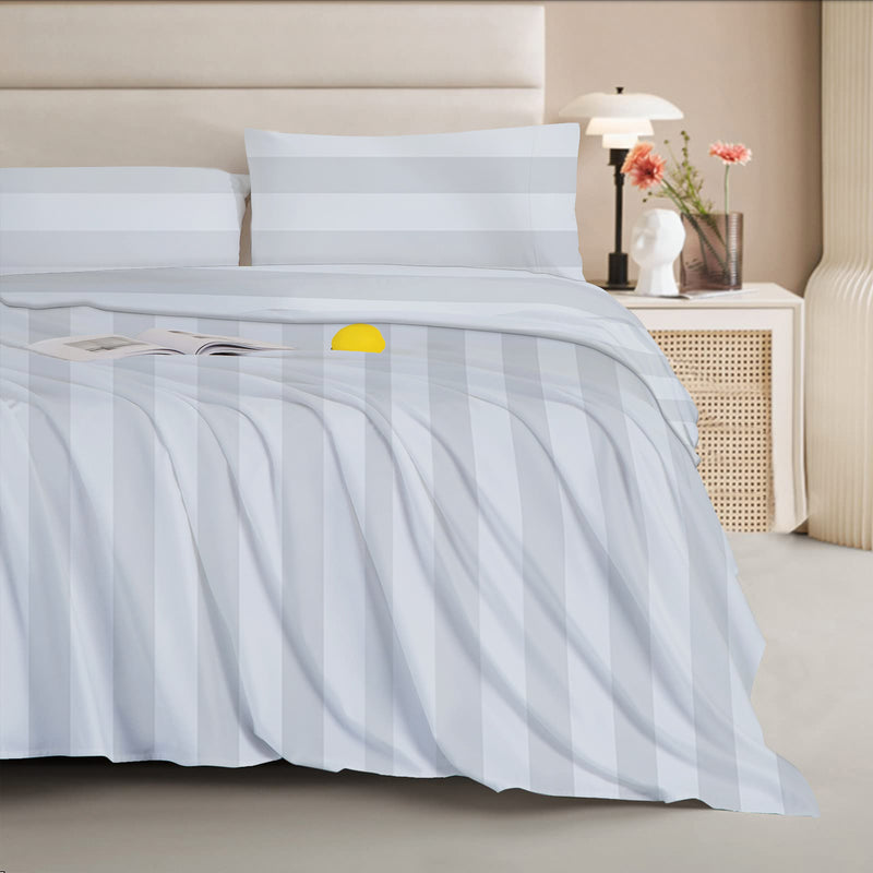1200TC Ultra Soft Fitted Bed Sheet-100%Pure Cotton 40cm Deep Fitted Linen sheet with Pillowcases (White-I)