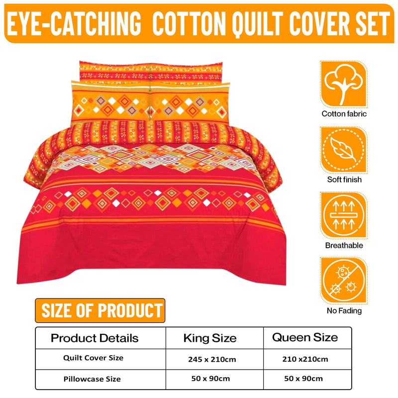 800 Thread Count Bedsheet Set - Pure Cotton Flat/Top Printed Bed Sheet with Pillowcases