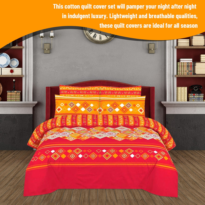 800 Thread Count Bedsheet Set - Pure Cotton Flat/Top Printed Bed Sheet with Pillowcases