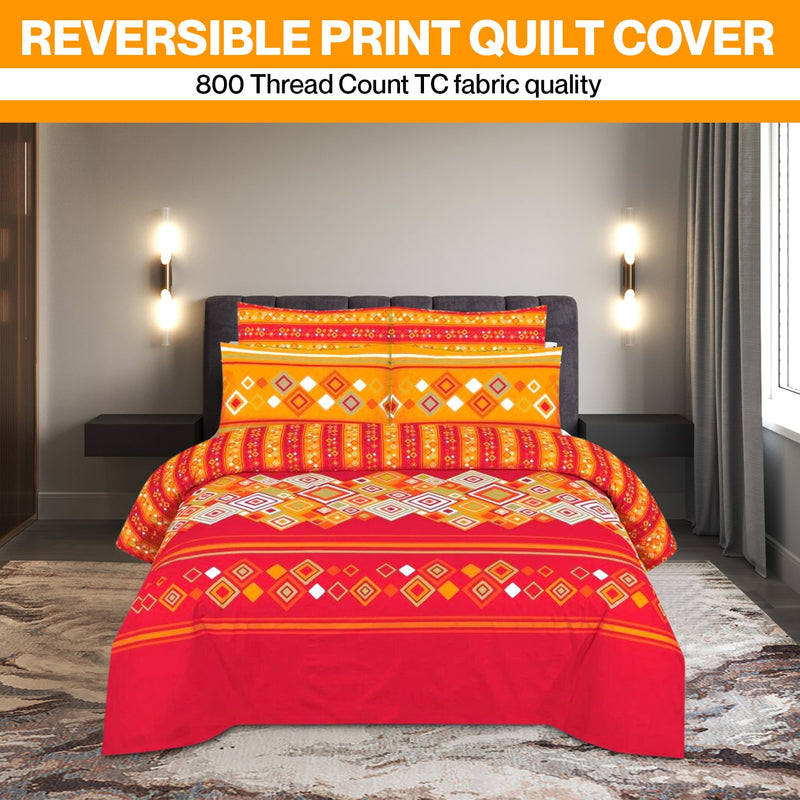 800 Thread Count Bedsheet Set - Pure Cotton Flat/Top Printed Bed Sheet with Pillowcases