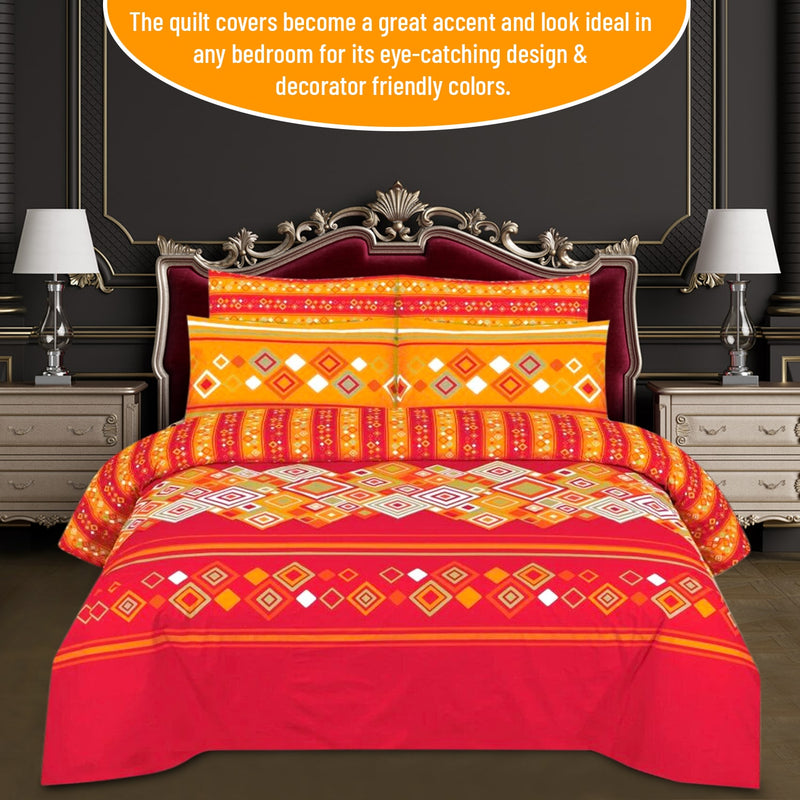 800 Thread Count Bedsheet Set - Pure Cotton Flat/Top Printed Bed Sheet with Pillowcases