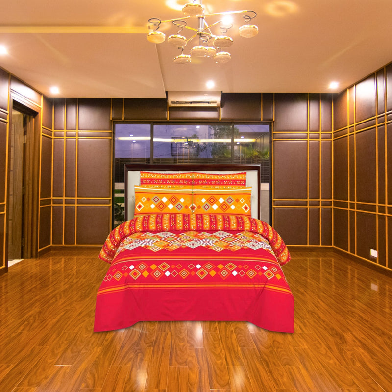 800 Thread Count Bedsheet Set - Pure Cotton Flat/Top Printed Bed Sheet with Pillowcases