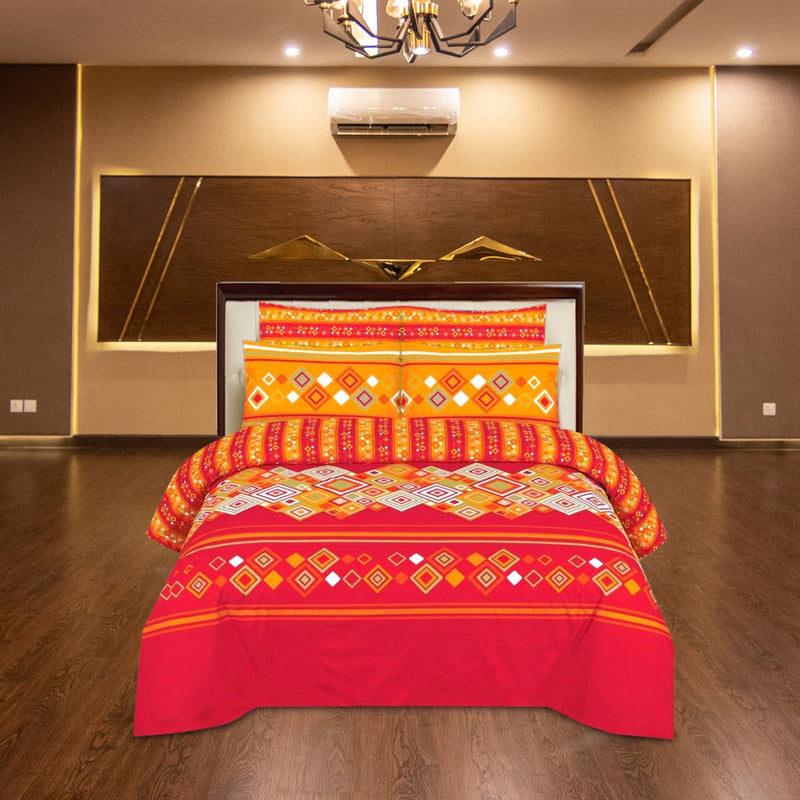 800 Thread Count Bedsheet Set - Pure Cotton Flat/Top Printed Bed Sheet with Pillowcases