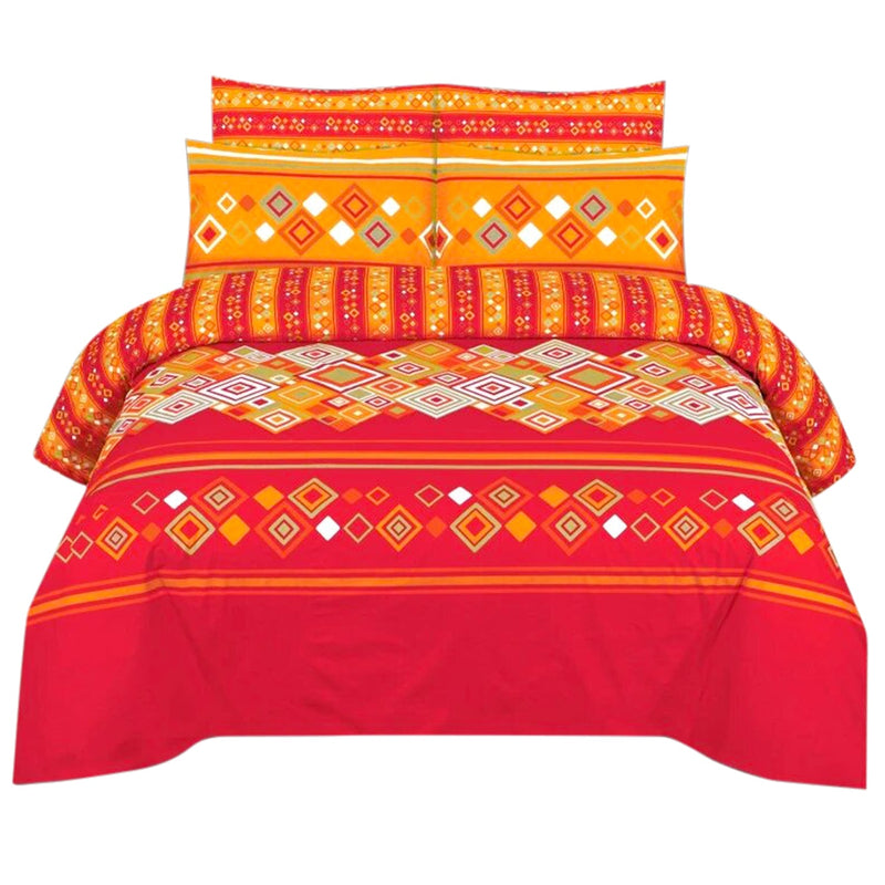 800 Thread Count Bedsheet Set - Pure Cotton Flat/Top Printed Bed Sheet with Pillowcases