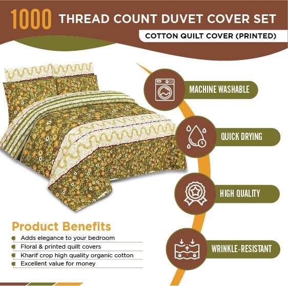 100% Pure Cotton Printed Quilt Cover-Ultra Soft Donna/Duvet Cover Set 2xPillowcases