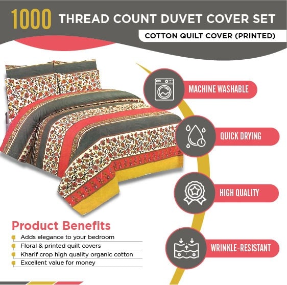 100% Pure Cotton Printed Quilt Cover-Ultra Soft Donna/Duvet Cover Set 2xPillowcases