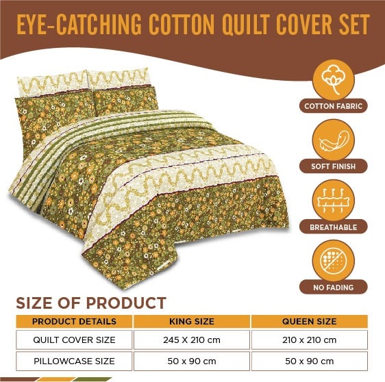 100% Pure Cotton Printed Quilt Cover-Ultra Soft Donna/Duvet Cover Set 2xPillowcases