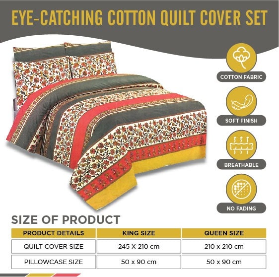 100% Pure Cotton Printed Quilt Cover-Ultra Soft Donna/Duvet Cover Set 2xPillowcases