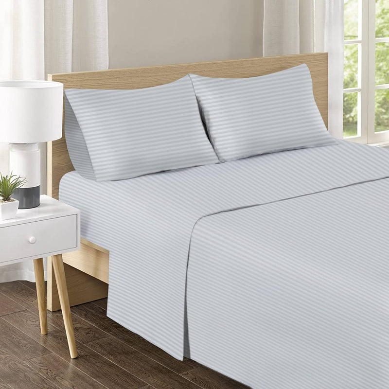 100% Soft Cotton 1200TC Deep Fitted Bed Sheet Set-2 Pillowcases Queen/King (Snow White)
