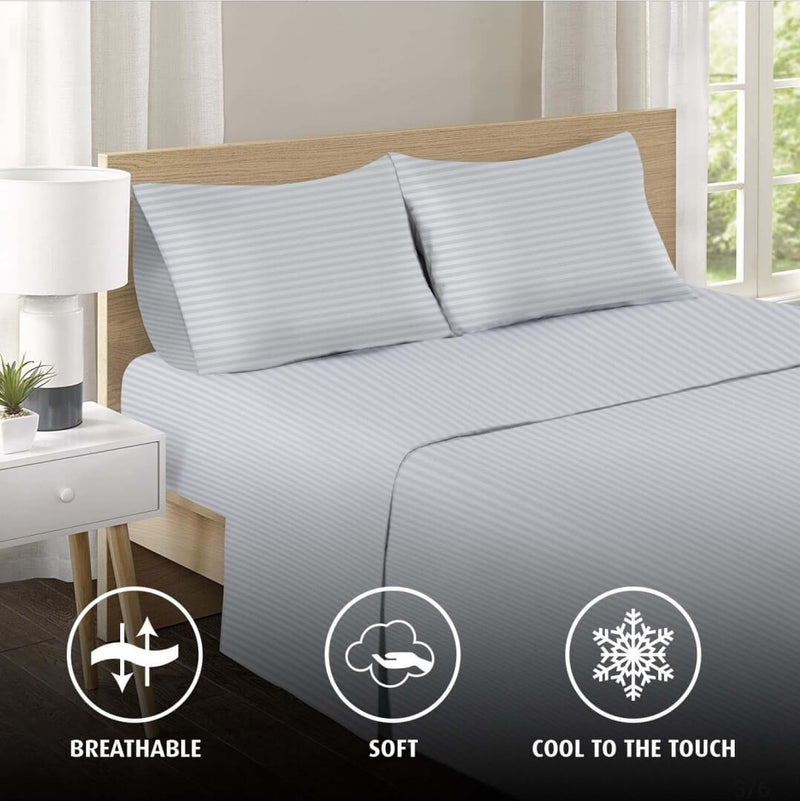 100% Soft Cotton 1200TC Deep Fitted Bed Sheet Set-2 Pillowcases Queen/King (Snow White)