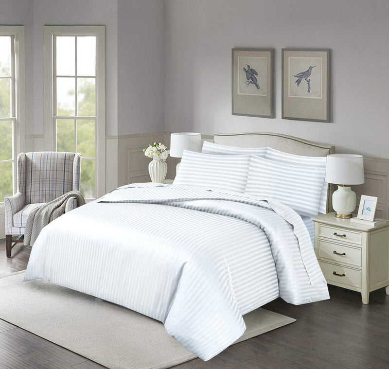 1200TC Ultra Soft Fitted Bed Sheet-100%Pure Cotton 40cm Deep Fitted Linen sheet with Pillowcases (White)