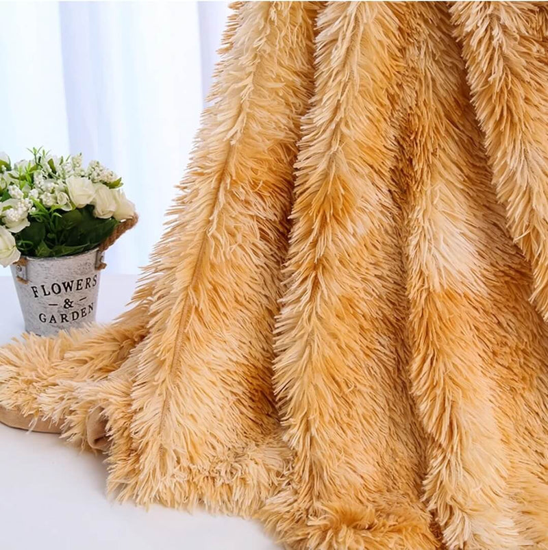 Soft Warm Fleece Blanket - Cuddly Plush Sofa Throw (Beige)