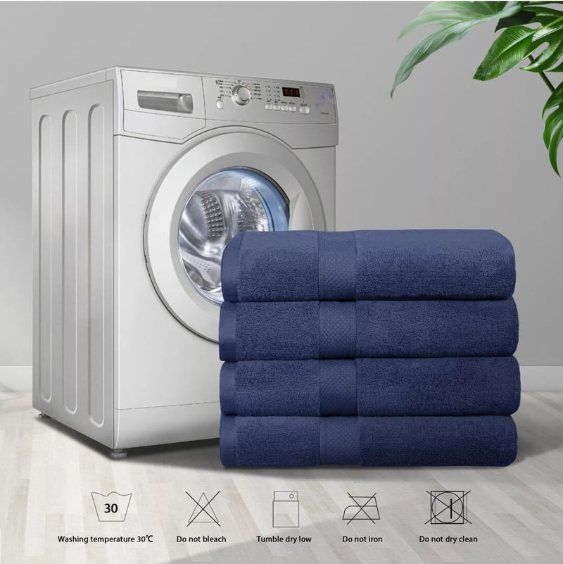 100% Cotton 650GSM Thick Bath Towel 137x68CM - Navy