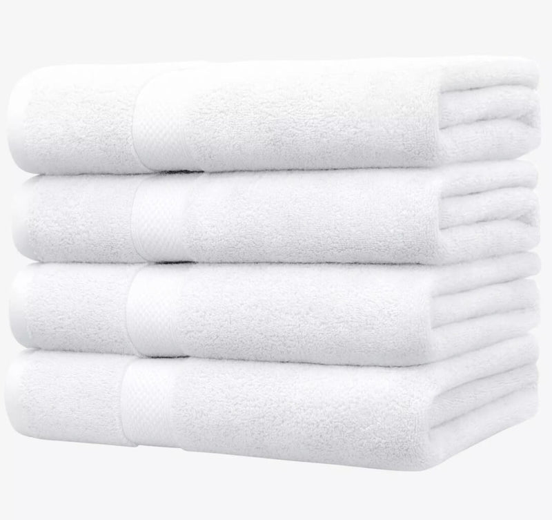 100% Cotton 650GSM Thick Bath Towel 137x68CM - White