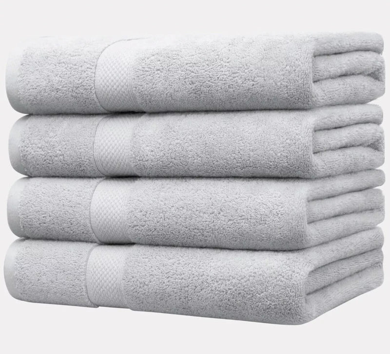 100% Cotton 650GSM Thick Bath Towel 137x68CM - Silver