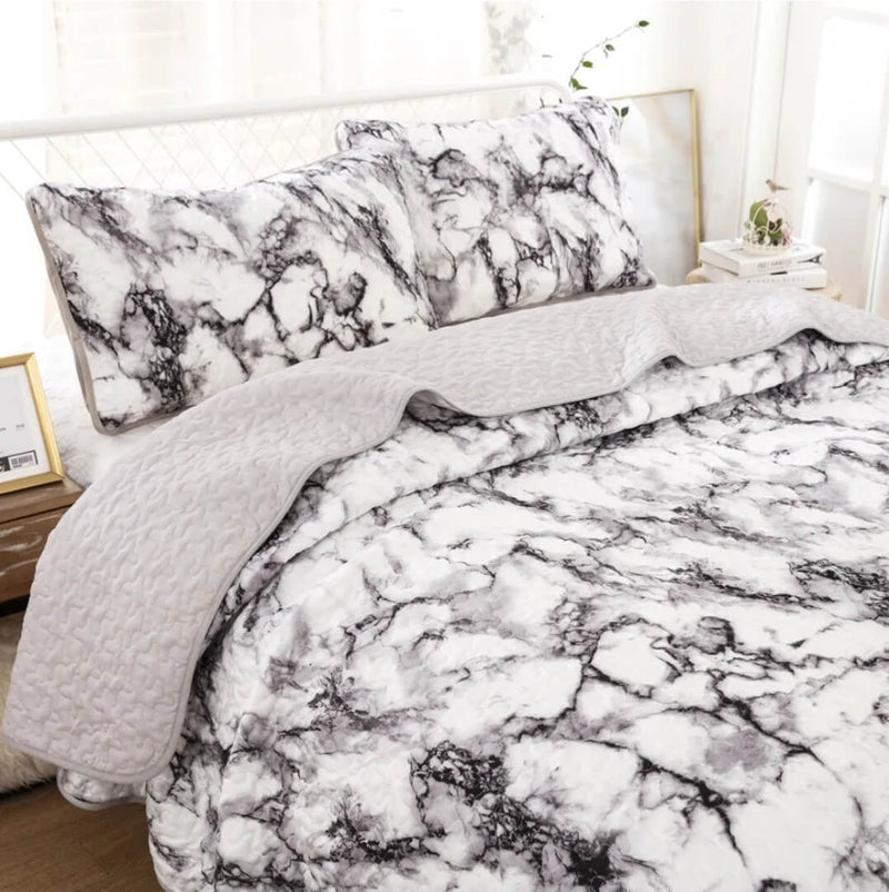 Marble Design Coverlet Set-Quilted Bedspread Sets (3Pcs)