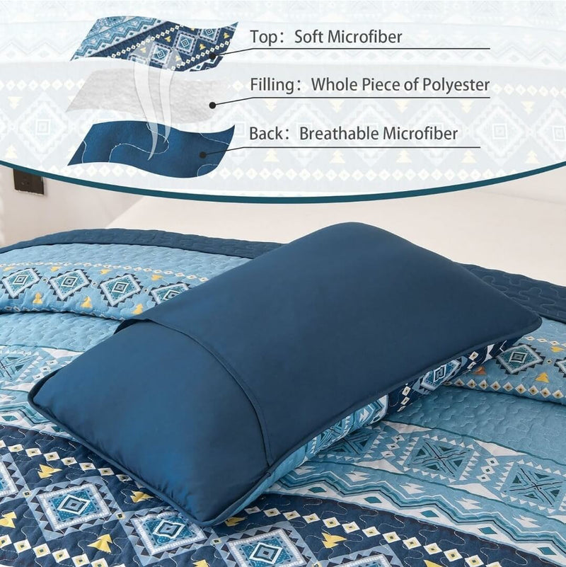 Geometric Design Coverlet Set-Quilted Bedspread Sets (3Pcs)