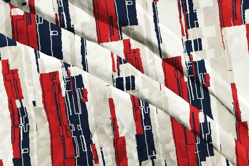 Blue Base Multicolor Geometric Pattern Bedspread Coverlet Sets (3Pcs)