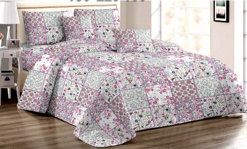 New Pink Floral Coverlet Set-Quilted Bedspread Sets (3Pcs)