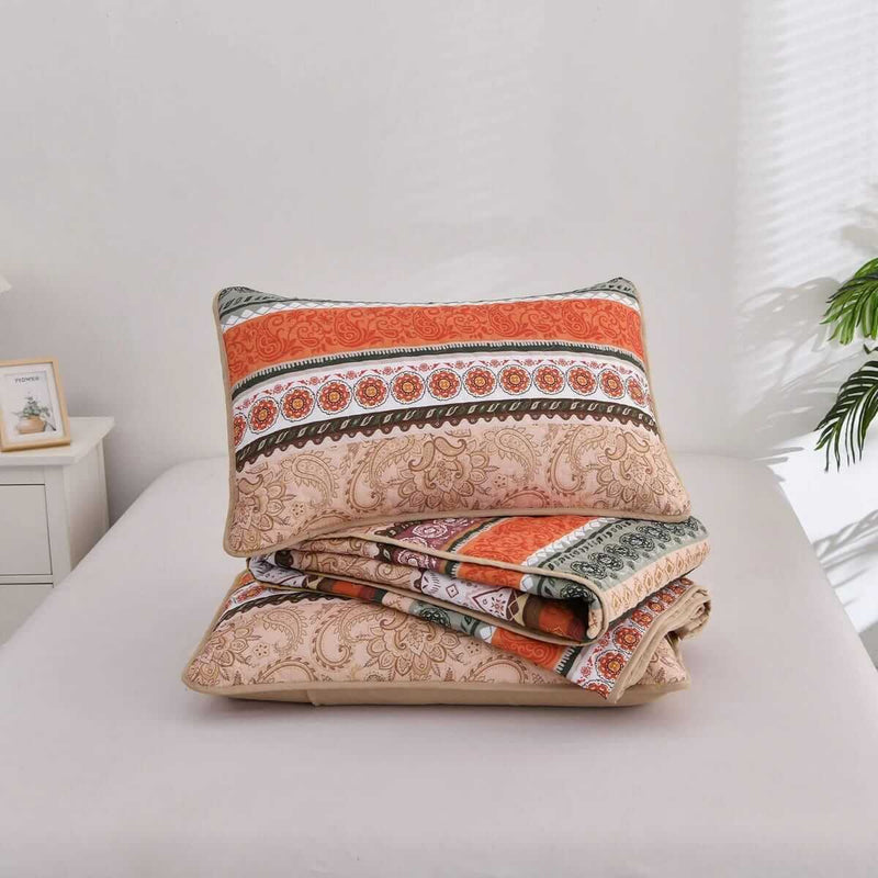 2025 Multicolor Striped Coverlet Set-Quilted Bedspread Sets (3Pcs)