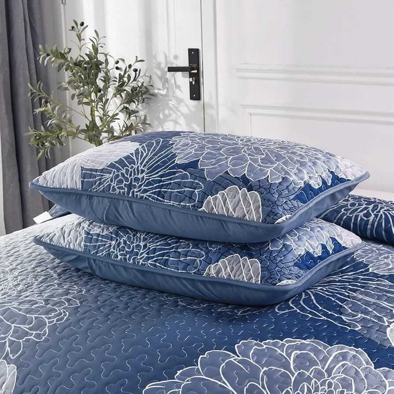 Blue INDIAN Mandala Coverlet Set-Quilted Bedspread Sets (3Pcs)