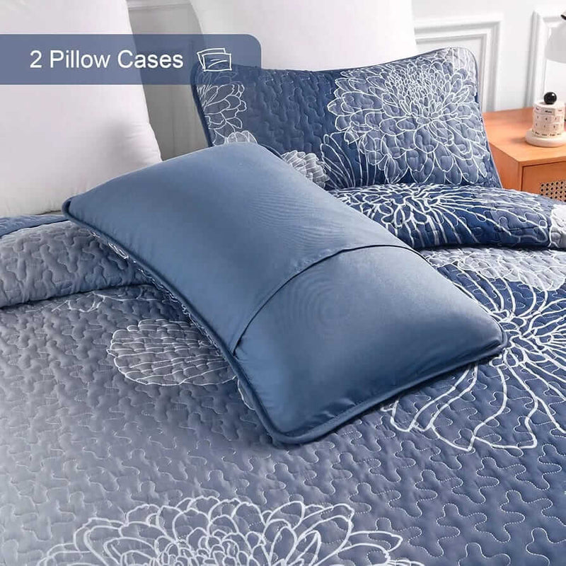 Blue INDIAN Mandala Coverlet Set-Quilted Bedspread Sets (3Pcs)