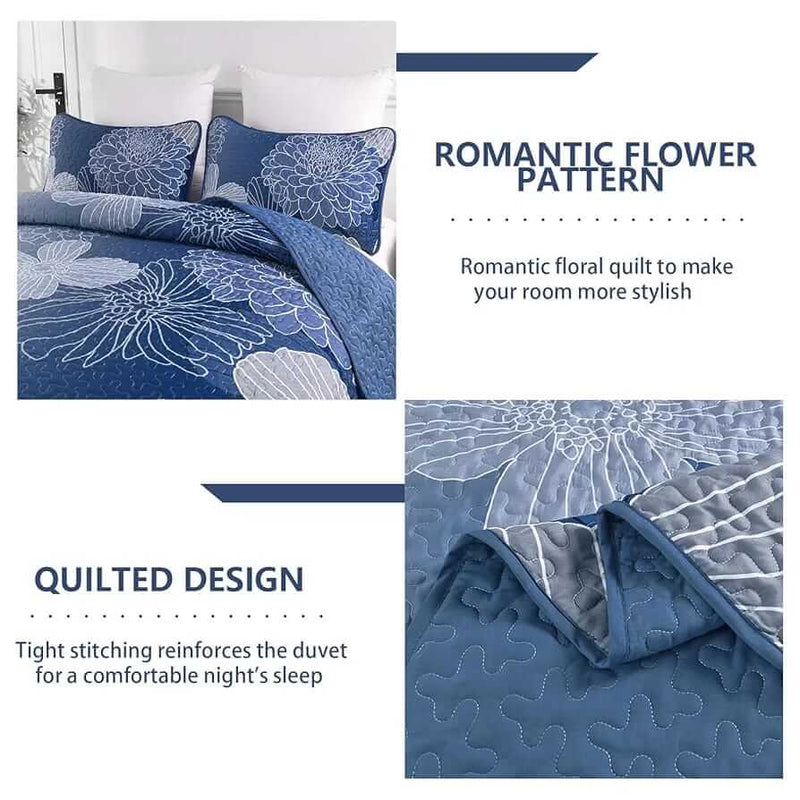 Blue INDIAN Mandala Coverlet Set-Quilted Bedspread Sets (3Pcs)