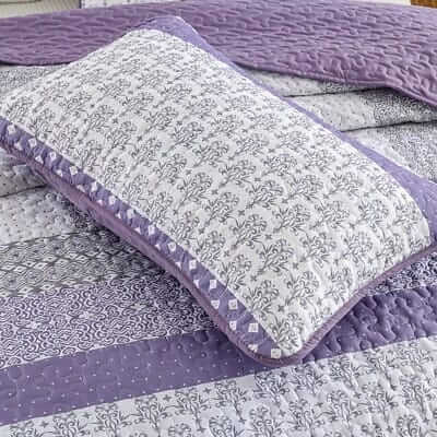 Purple Striped Patchwork Bedspread Coverlet Sets (3Pcs)