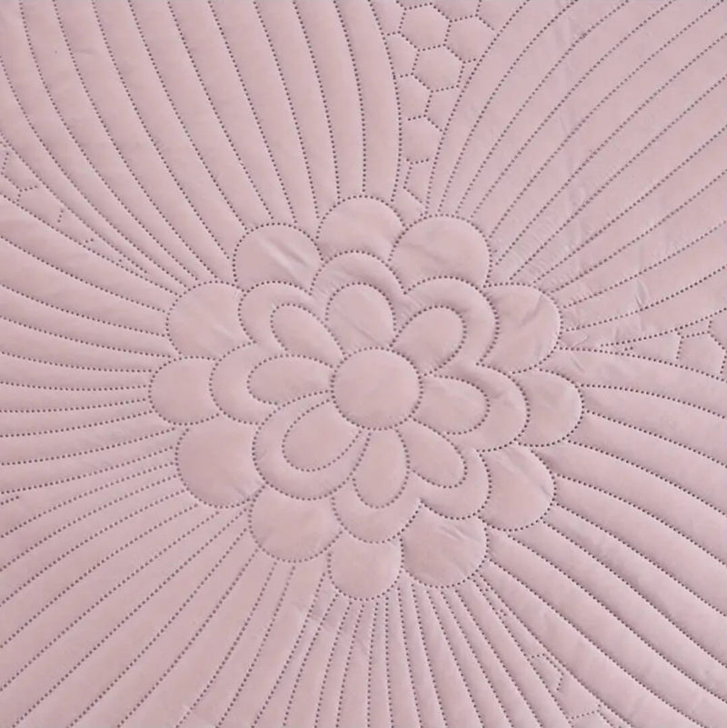 2025 Pink Base Floral Quilted Bedspread Coverlet Sets (3Pcs)