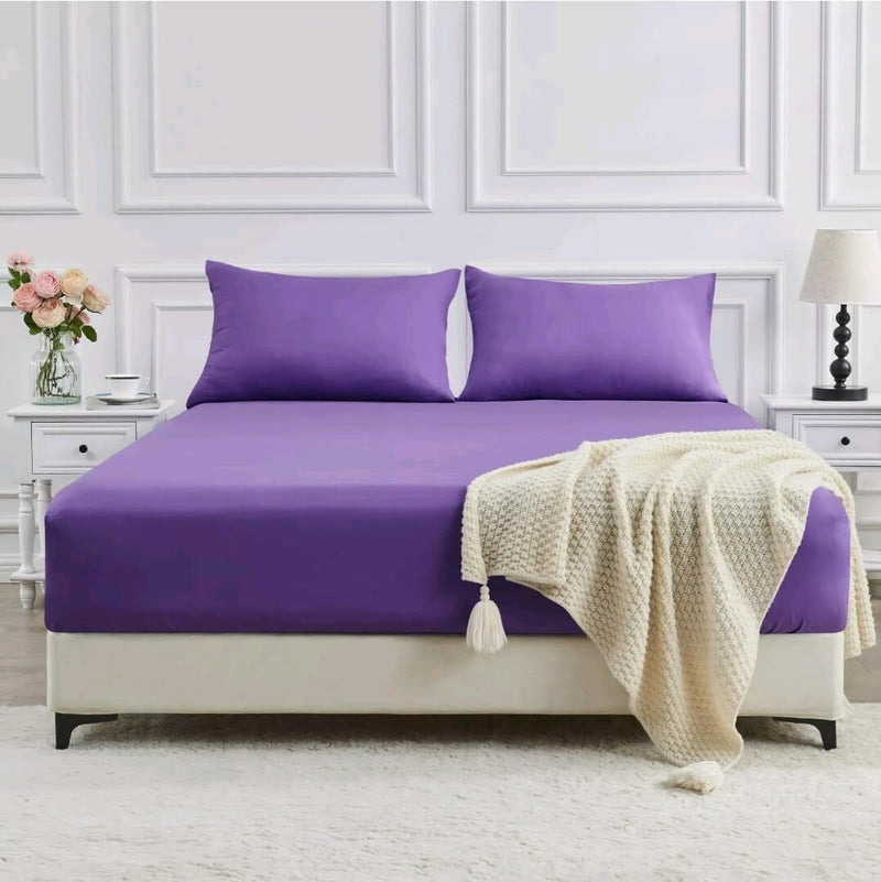 Bamboo Blend Soft Fitted Bed Sheet Set (3Pcs)-Lavender